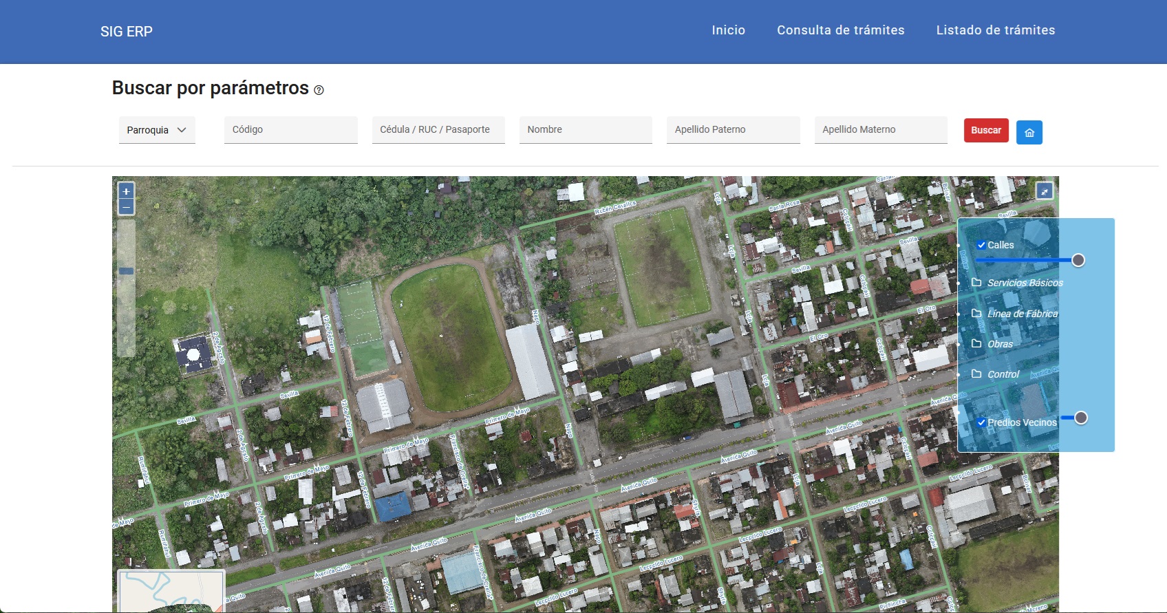 Visor de territorio con información de Catastros Multifinalitario